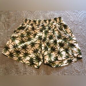 Briggs New York Green and Cream Leaf Print Shorts